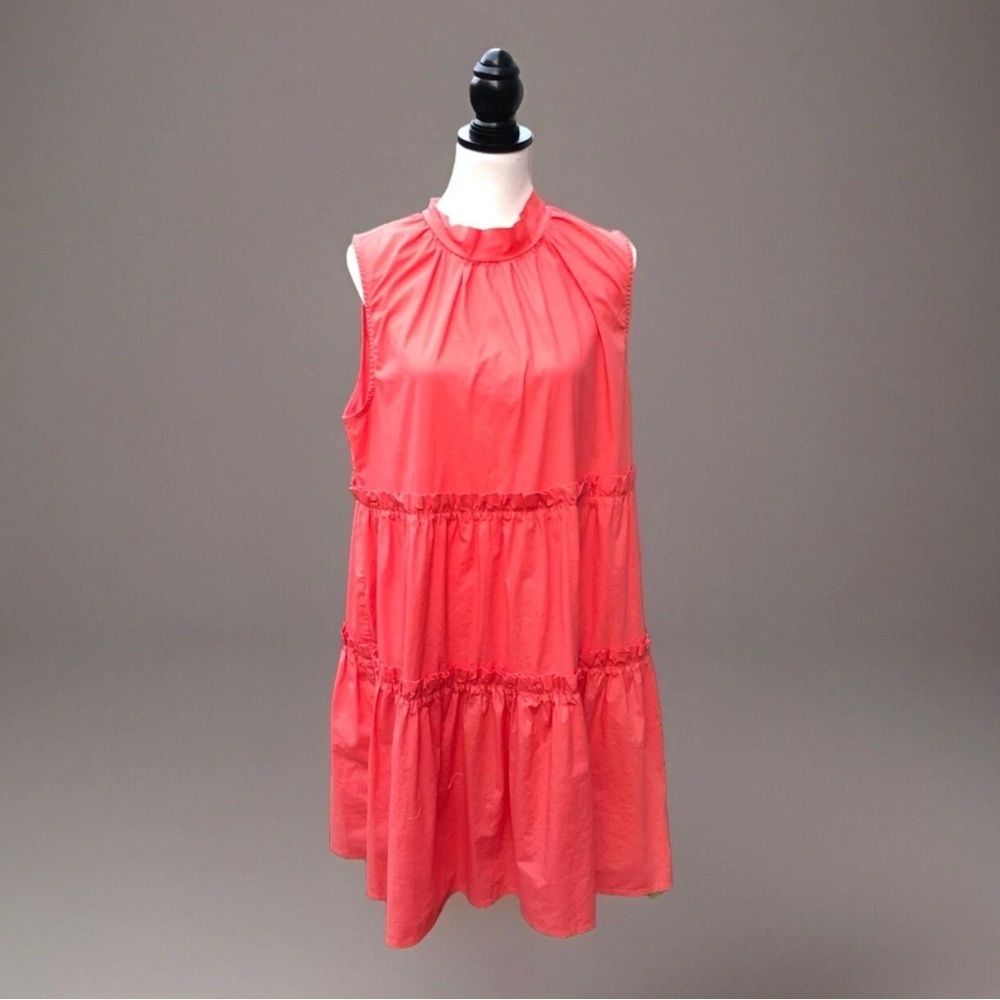 Rachel Roy Tiered Dress Womens XXL Coral Mod Tropical Resortwear Vacation Summer